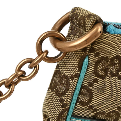 Gucci Beige Blue Canvas GG Chain Handbag