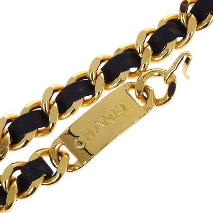 Chanel Chain Belt Medallion Gold Black Small Good