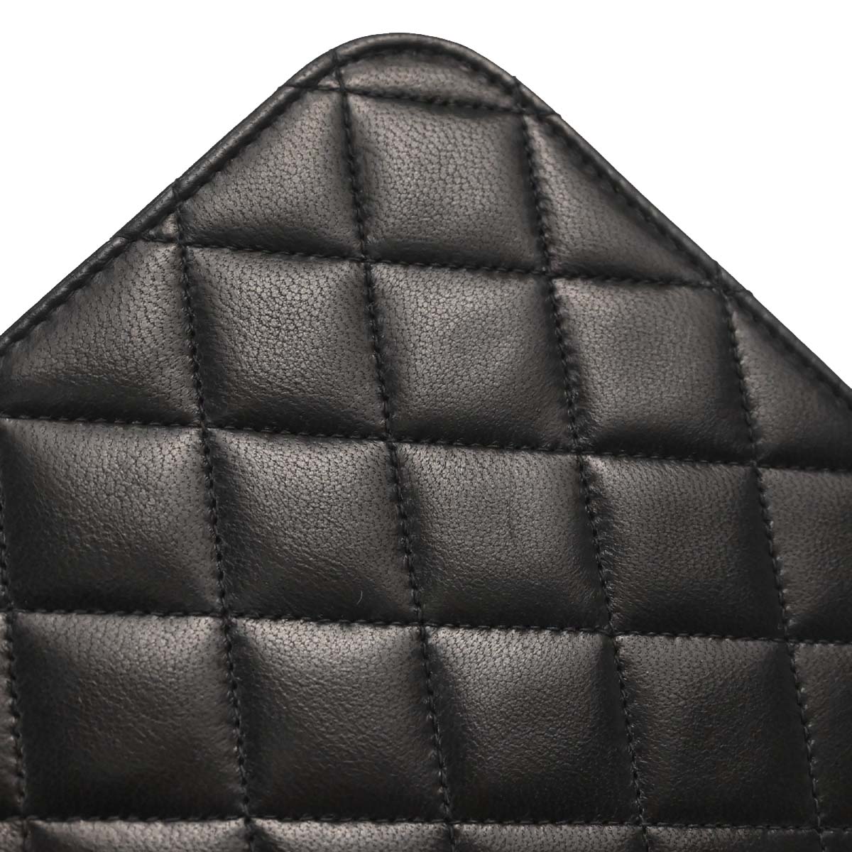 Chanel Black Lambskin Pushlock Small Full Flap Shoulder Bag