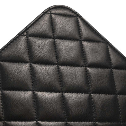 Chanel Black Lambskin Pushlock Small Full Flap Shoulder Bag