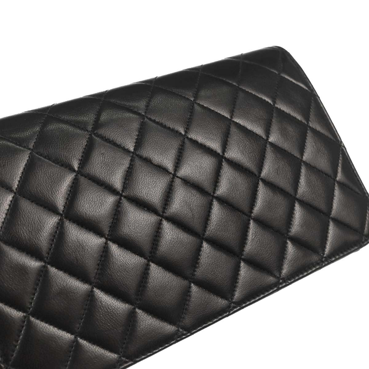 Chanel Black Lambskin Pushlock Small Full Flap Shoulder Bag