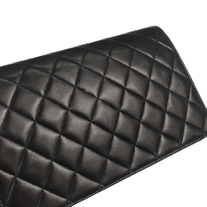 Chanel Black Lambskin Pushlock Small Full Flap Shoulder Bag