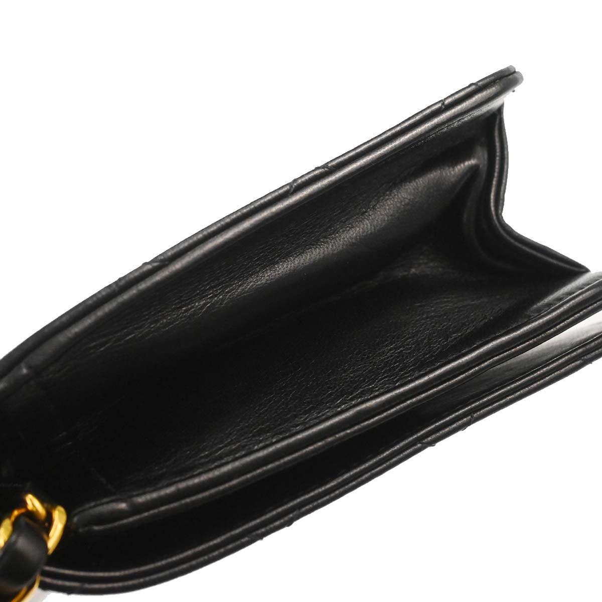 Chanel Black Lambskin Pushlock Small Full Flap Shoulder Bag