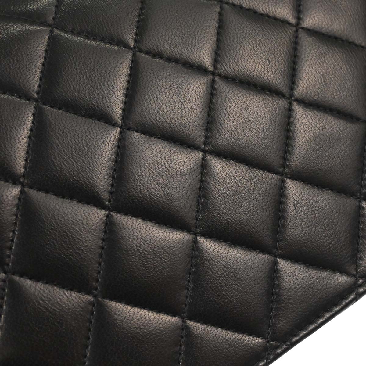 Chanel Black Lambskin Pushlock Small Full Flap Shoulder Bag