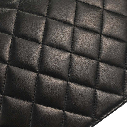 Chanel Black Lambskin Pushlock Small Full Flap Shoulder Bag