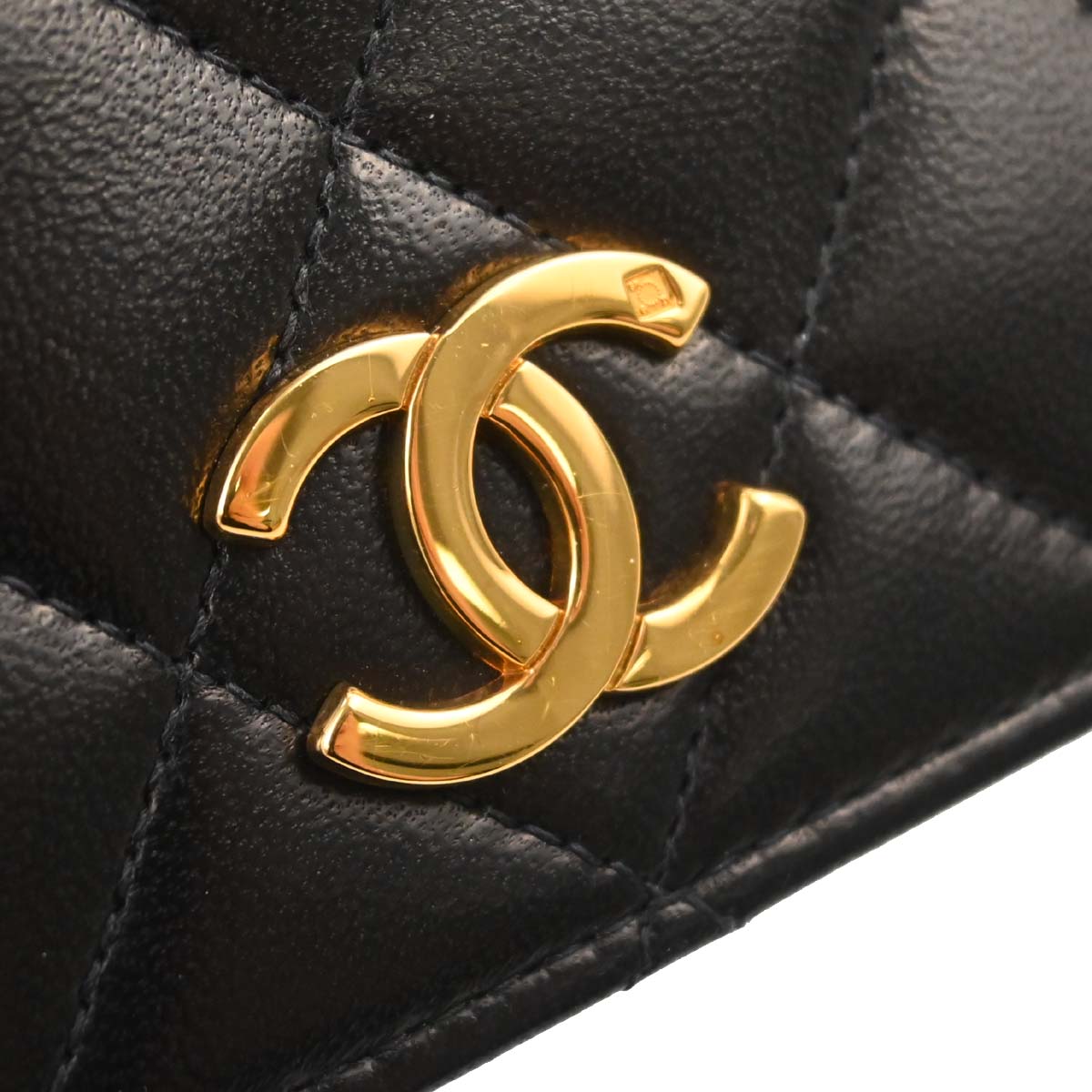 Chanel Black Lambskin Pushlock Small Full Flap Shoulder Bag