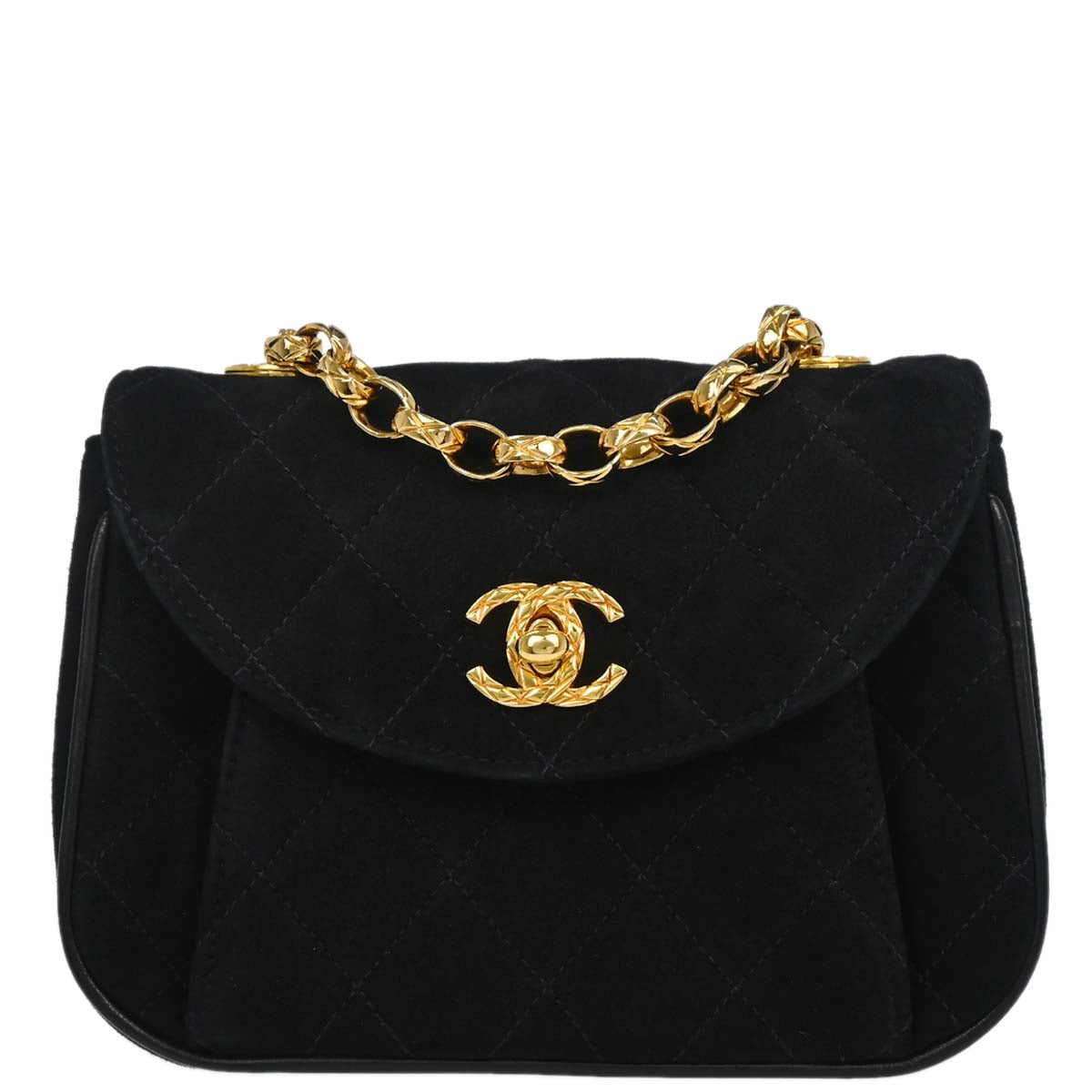 Chanel Black Suede Shoulder Bag