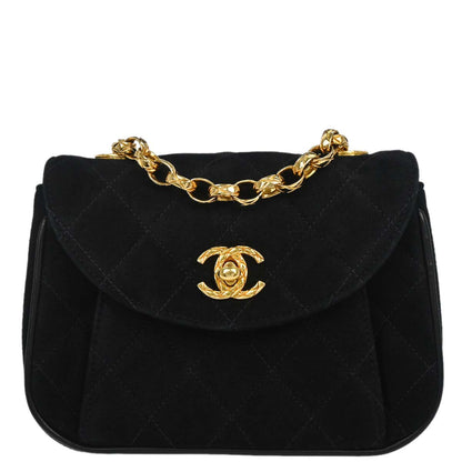 Chanel Black Suede Shoulder Bag