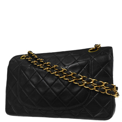 Chanel 1996-1997 Black Lambskin Small Classic Double Flap Shoulder Bag