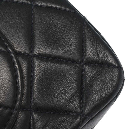 Chanel 1996-1997 Black Lambskin Small Classic Double Flap Shoulder Bag