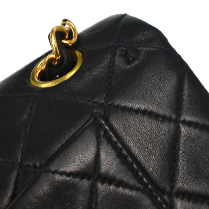 Chanel 1996-1997 Black Lambskin Small Classic Double Flap Shoulder Bag