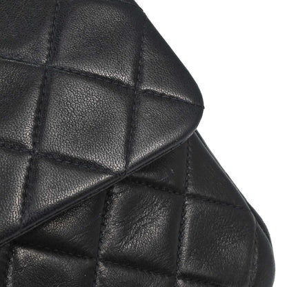 Chanel 1996-1997 Black Lambskin Small Classic Double Flap Shoulder Bag