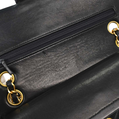 Chanel 1996-1997 Black Lambskin Small Classic Double Flap Shoulder Bag