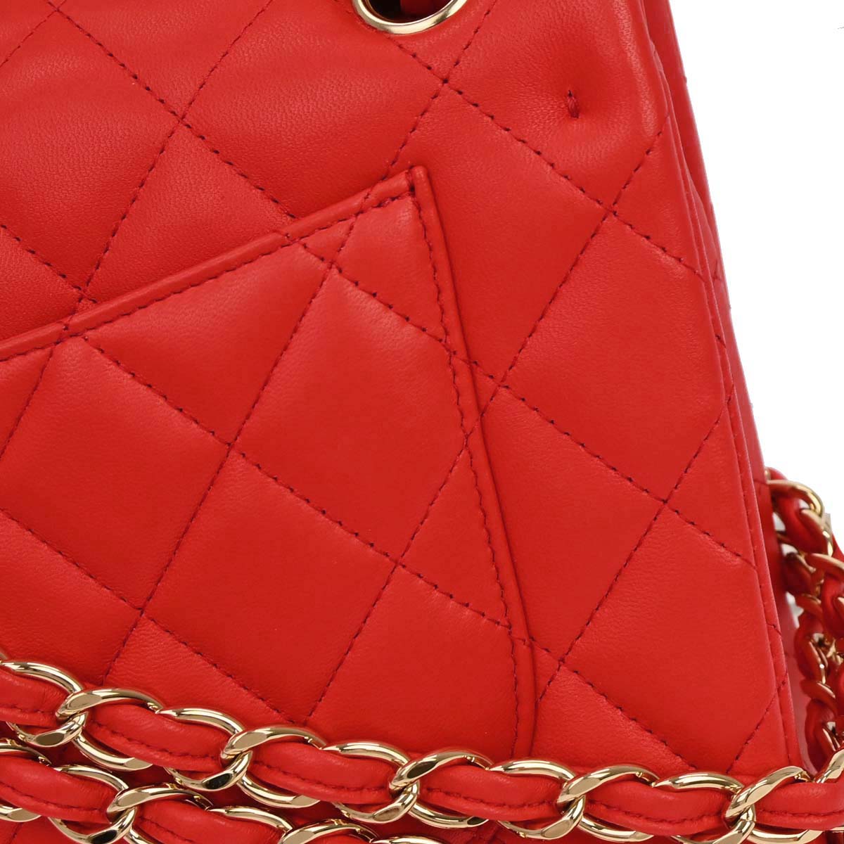 Chanel Red Lambskin Jumbo Classic Double Flap Shoulder Bag