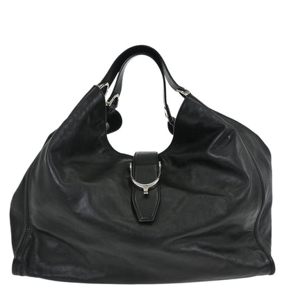 Gucci Black Leather Soft Stirrup Tote Bag