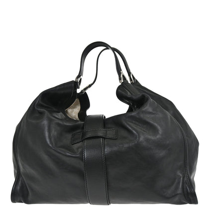 Gucci Black Leather Soft Stirrup Tote Bag