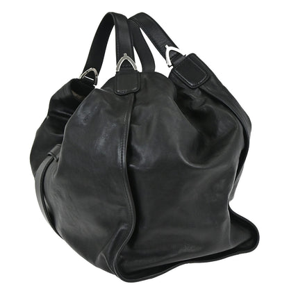 Gucci Black Leather Soft Stirrup Tote Bag