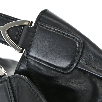 Gucci Black Leather Soft Stirrup Tote Bag