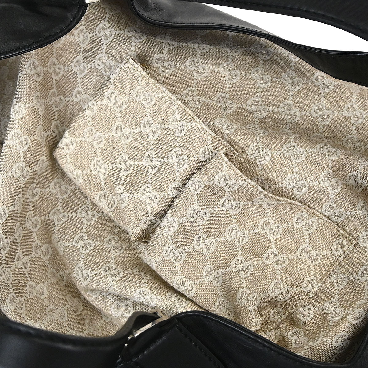 Gucci Black Leather Soft Stirrup Tote Bag