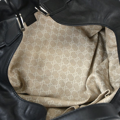 Gucci Black Leather Soft Stirrup Tote Bag