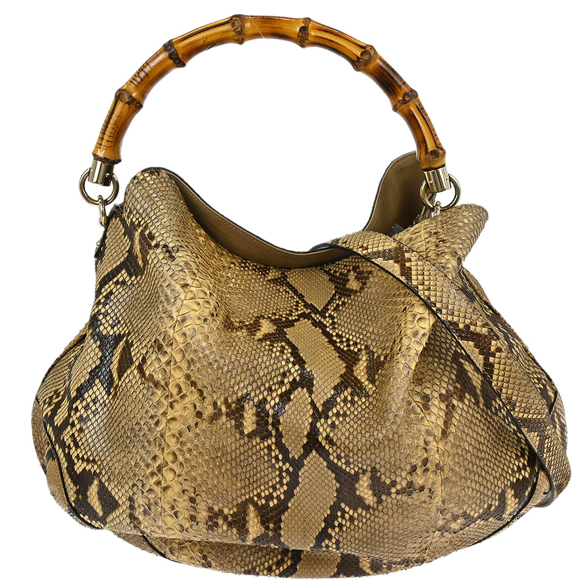 Gucci * Beige Python Bamboo 2way Handbag