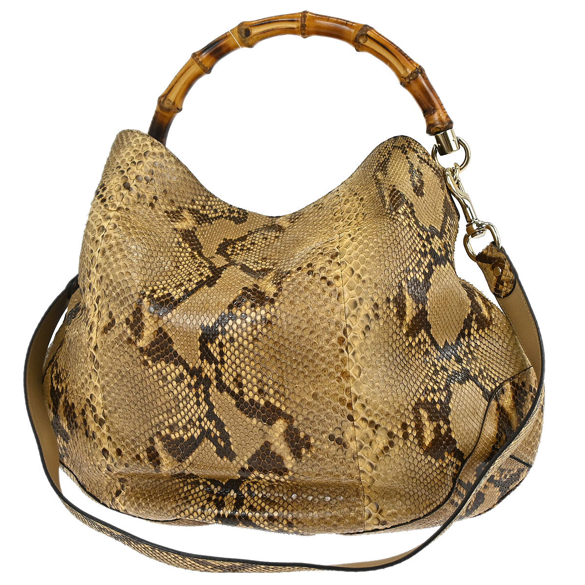 Gucci * Beige Python Bamboo 2way Handbag