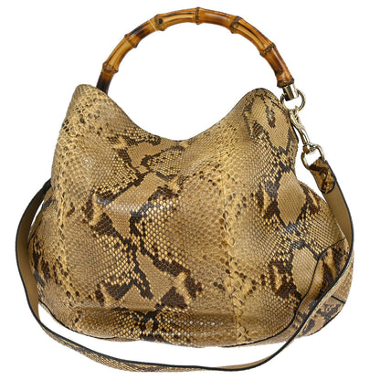 Gucci * Beige Python Bamboo 2way Handbag