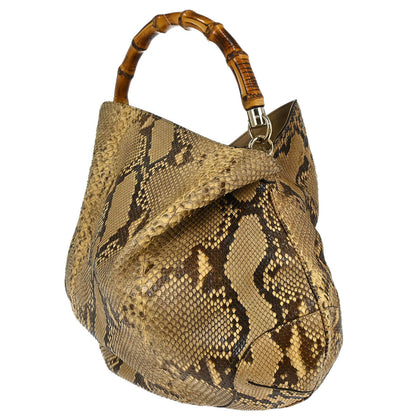 Gucci * Beige Python Bamboo 2way Handbag