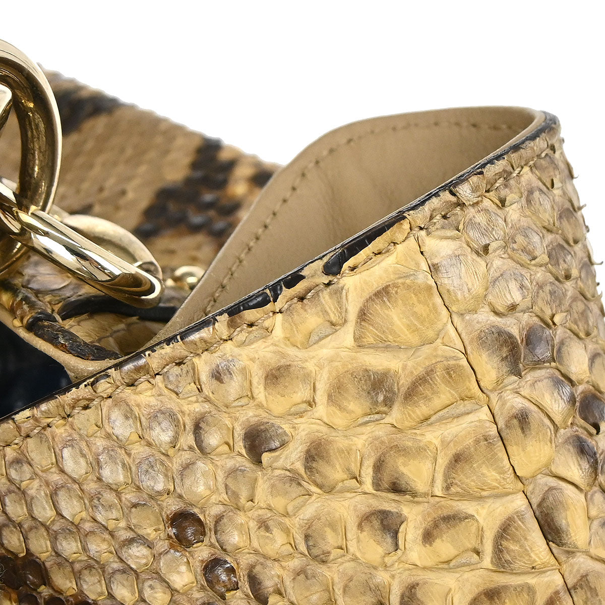 Gucci * Beige Python Bamboo 2way Handbag