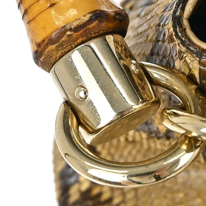 Gucci * Beige Python Bamboo 2way Handbag