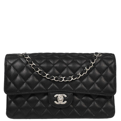 Chanel Black Caviar Skin Medium Classic Double Flap Shoulder Bag