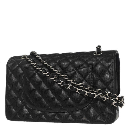Chanel Black Caviar Skin Medium Classic Double Flap Shoulder Bag