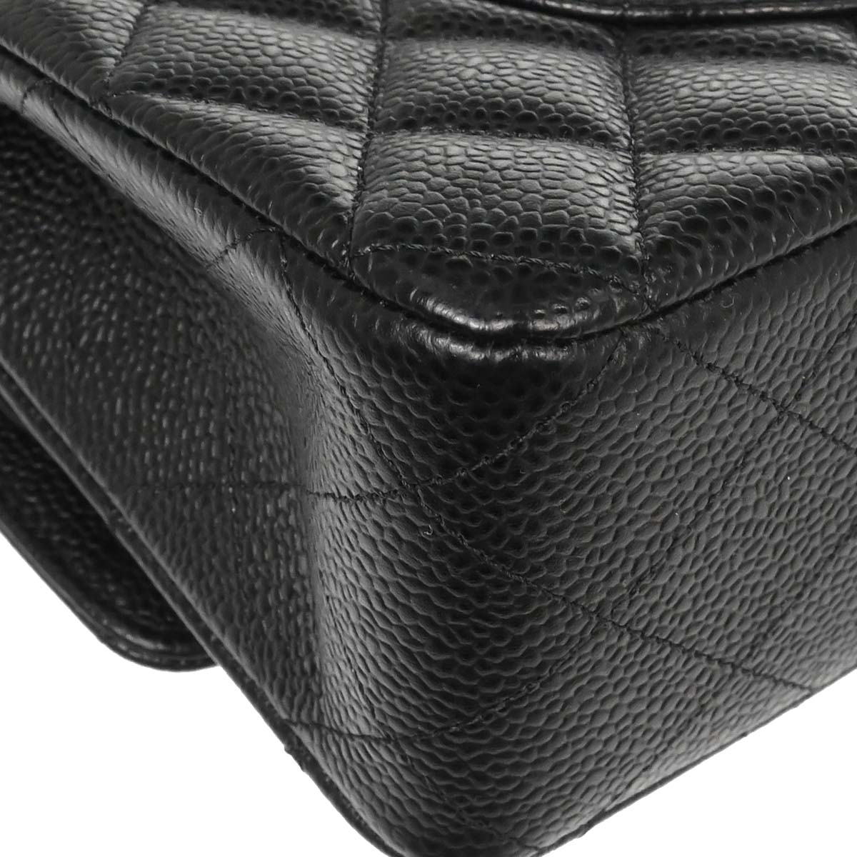 Chanel Black Caviar Skin Medium Classic Double Flap Shoulder Bag