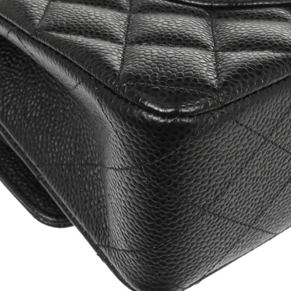 Chanel Black Caviar Skin Medium Classic Double Flap Shoulder Bag