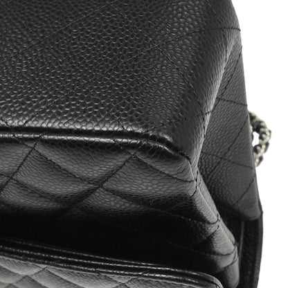 Chanel Black Caviar Skin Medium Classic Double Flap Shoulder Bag