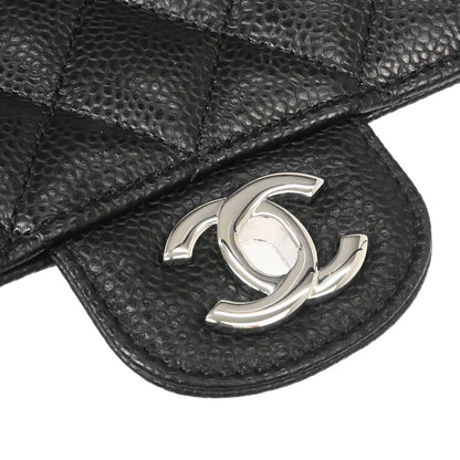 Chanel Black Caviar Skin Medium Classic Double Flap Shoulder Bag