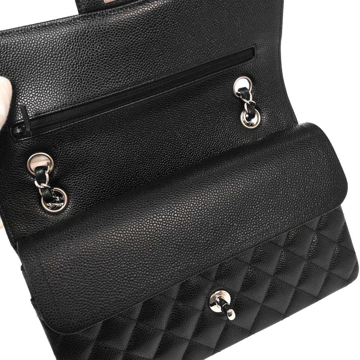 Chanel Black Caviar Skin Medium Classic Double Flap Shoulder Bag