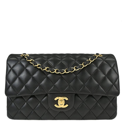 Chanel 2014-2015 Black Lambskin Medium Classic Double Flap Shoulder Bag
