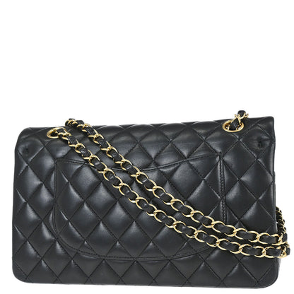 Chanel 2014-2015 Black Lambskin Medium Classic Double Flap Shoulder Bag