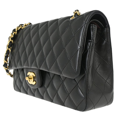 Chanel 2014-2015 Black Lambskin Medium Classic Double Flap Shoulder Bag