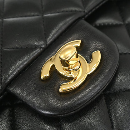 Chanel 2014-2015 Black Lambskin Medium Classic Double Flap Shoulder Bag