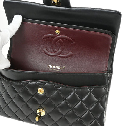Chanel 2014-2015 Black Lambskin Medium Classic Double Flap Shoulder Bag