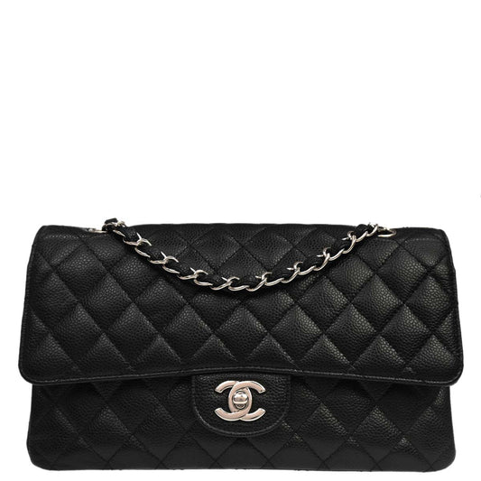 Chanel Black Caviar Medium Classic Double Flap Shoulder Bag