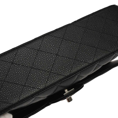 Chanel 2012 Black Caviar Medium Classic Double Flap Shoulder Bag