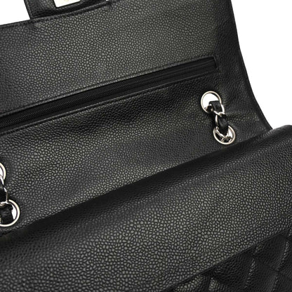 Chanel 2012 Black Caviar Medium Classic Double Flap Shoulder Bag