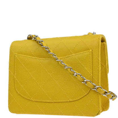 Chanel Yellow Caviar Skin Mini Classic Square Flap Shoulder Bag 17