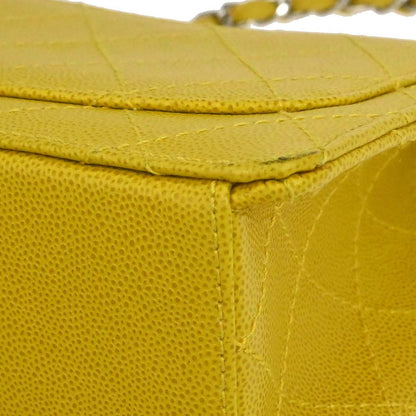 Chanel Yellow Caviar Skin Mini Classic Square Flap Shoulder Bag 17