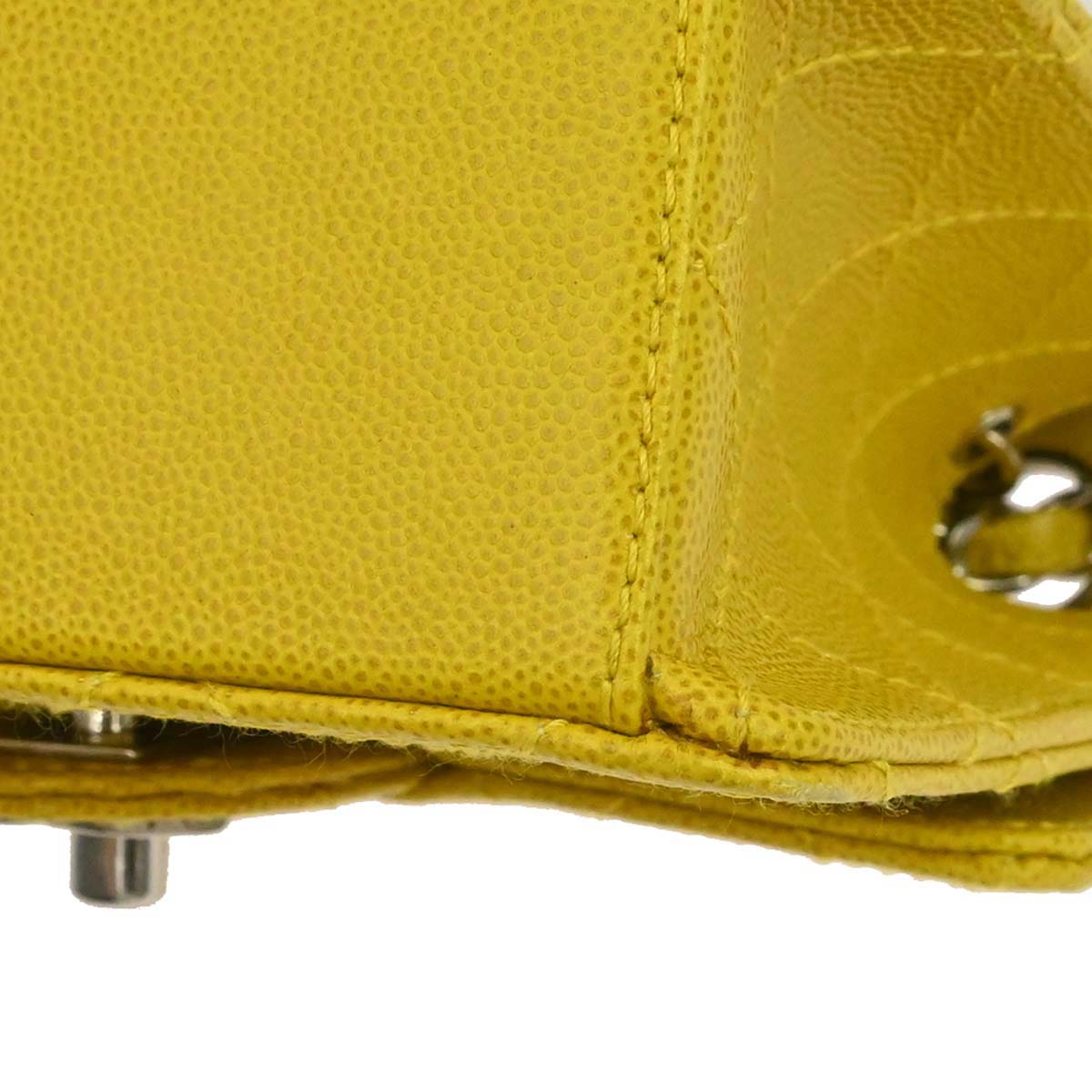 Chanel Yellow Caviar Skin Mini Classic Square Flap Shoulder Bag 17