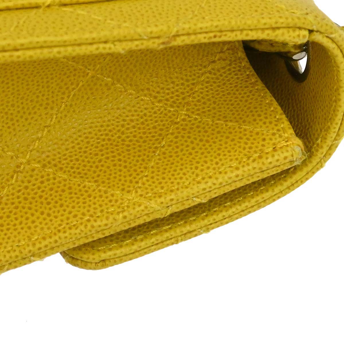 Chanel Yellow Caviar Skin Mini Classic Square Flap Shoulder Bag 17