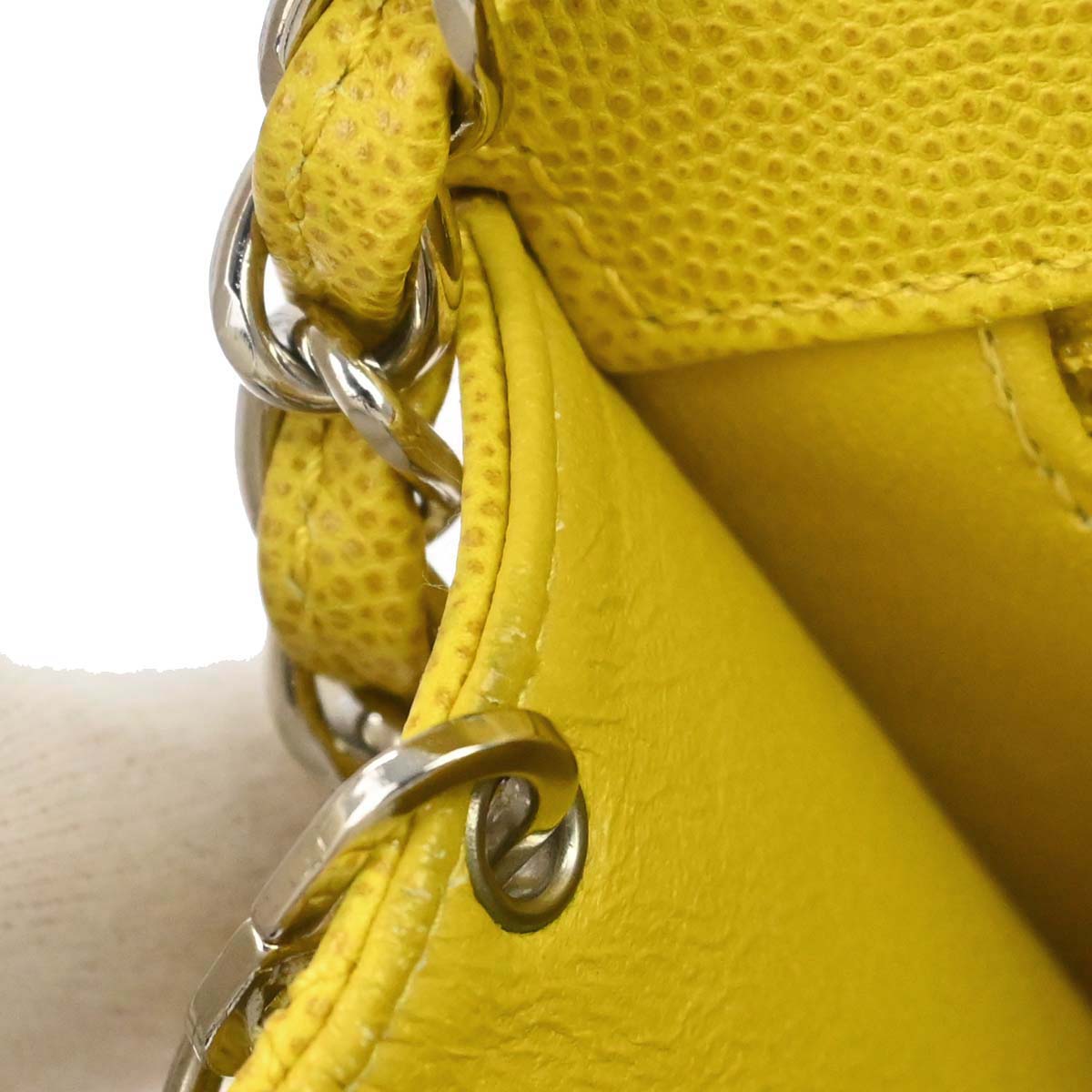 Chanel Yellow Caviar Skin Mini Classic Square Flap Shoulder Bag 17